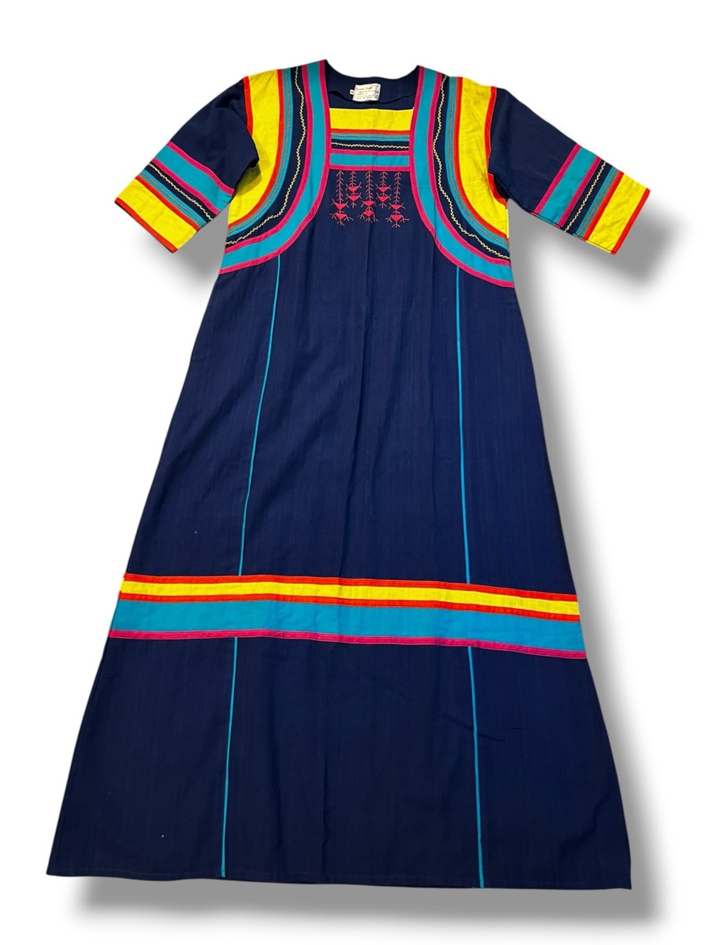 Vintage Delfis Designs Maxi Dress Size Medium Southwestern Folkloric Color Block